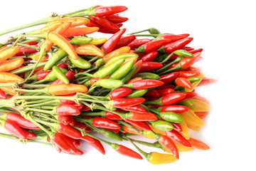 hot chili peppers isolated on white background