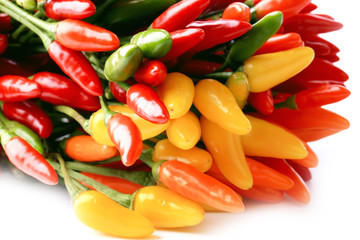 hot chili peppers isolated on white background