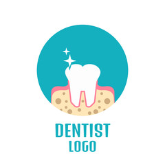 Dentist logo. Tooth logo. Vector illustration