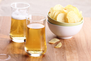 Glass of light beer.