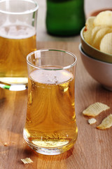 Glass of light beer.