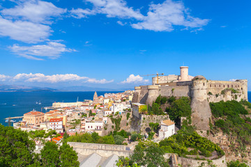 Fototapeta na wymiar Landscape of old town Gaeta with castle, Italy