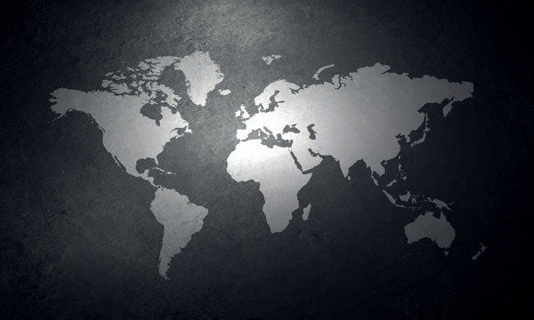 Fototapeta World map on concrete wall