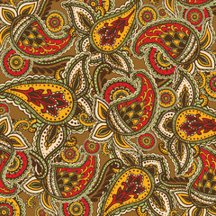 Decorative background Hand-Drawn Henna Mehndi Abstract Mandala Flowers and Paisley Doodle Vector Illustration Design Elements