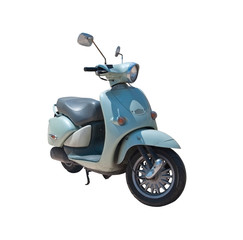 Naklejka premium Vintage retro scooter pale turquoise isolated on white.