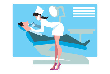 Dentist in his office