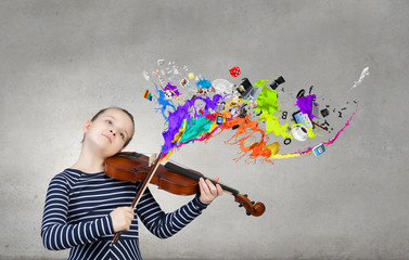 Kid girl play violin