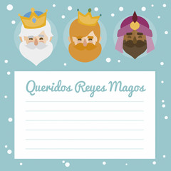 the three kings of orient. vectorized letter on a green background