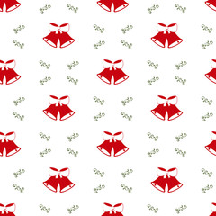 Christmas background with bells, seamless pattern. 
