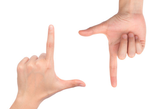 Hands frame composition isolated on white background. This picture have clipping path for ease of use.