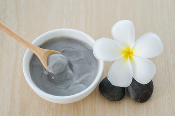 mud spa on wooden background