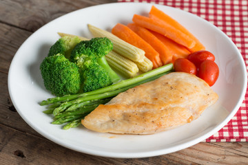 Clean food, Grilled chicken breasts and vegetables.