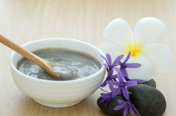 mud spa on wooden background