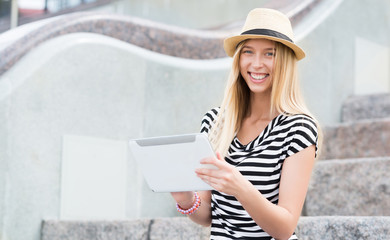 Girl using tablet pc