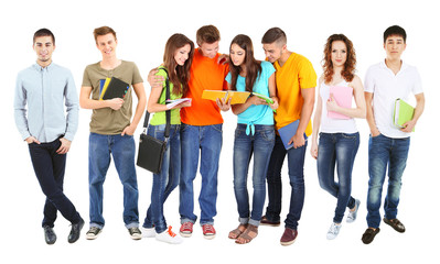 Fototapeta premium Different students, isolated on white