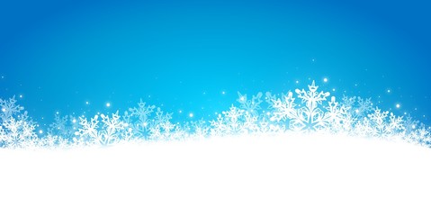 Snow banner, blue winter background