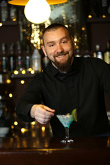 Bartender making cocktail