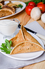 Qatayef with mushrooms and cheese