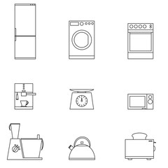 set of nine icons kitchen appliances