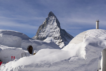The snow town against Matterhorn