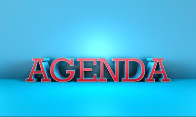 Modernes 3D business Wort Agenda im dreidimensionalen Raum Typografisch