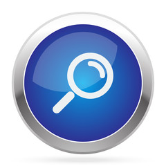 White Magnifying Glass icon on blue web app button