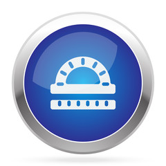 White Protractor Ruler icon on blue web app button