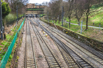 Fototapeta premium Railways Tracks on a Cloudy Winter Day
