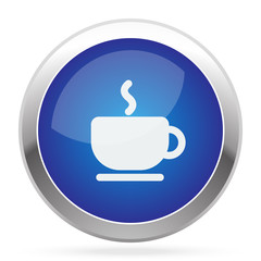 White Coffee icon on blue web app button