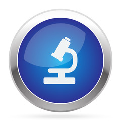 White Microscope icon on blue web app button