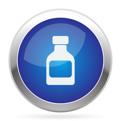 White Medicine Bottle icon on blue web app button