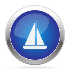 White Sailboat icon on blue web app button