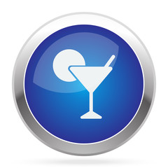White Cocktail icon on blue web app button