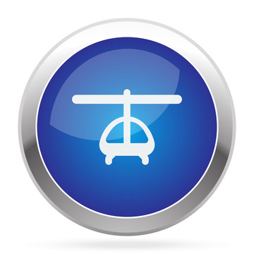 White Helicopter icon on blue web app button