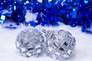 christmas ball with snow
