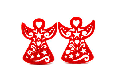 Christmas white background with red angel for your advertising