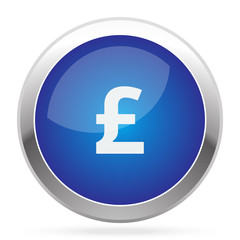 White Pound icon on blue web app button