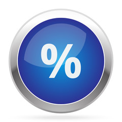 White Percentage icon on blue web app button