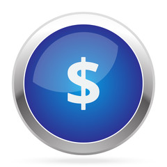 White Dollar icon on blue web app button