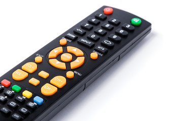 Tv remote control keypad black on white isolated