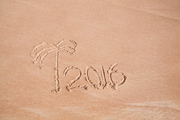 2016 Inscription on the sand on the seashore