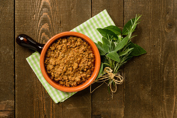 Ragù di carne, condimento per pasta italiana