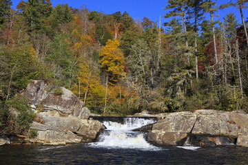 Upper falls of Linville Falls in the Blue Ridge Mountains of North Carolina