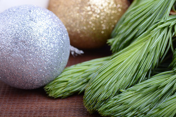 Christmas tree branch with ball