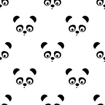 Panda seamless pattern. Cute vector background with baby animal panda. Child style illustration.
