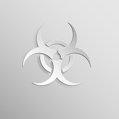 Biohazard sign light on light grey background