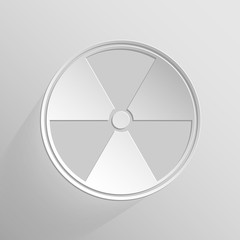 Sign of radioactive white on light grey background