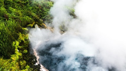 hot steam in a geothermal area