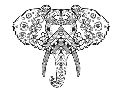  Zentangle stylized elephant.