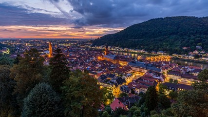Sunset over Heidelberg - obrazy, fototapety, plakaty